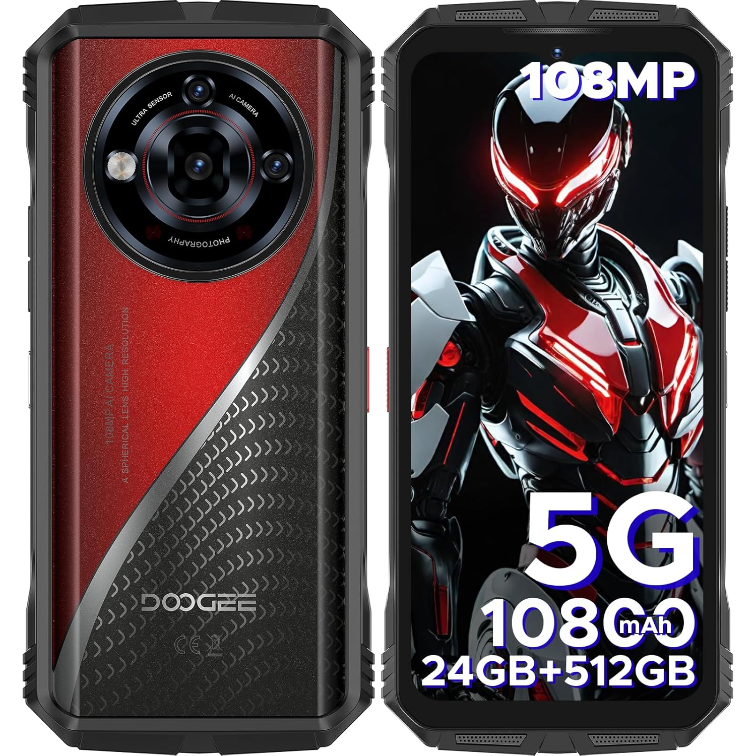 DOOGEE S118 Pro (2025) Rugged Smartphone 5G,10800mAh(33W) 24GB+512GB/2TB Rugged Phone,DDR5,108MP+20MP Night Vision,6.6”FHD+120Hz Rugged Unlocked Cell Phone,Dual SIM/Dual…