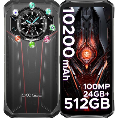 DOOGEE S119 (2025) Rugged Phone Unlocked,24GB+512GB/TF 2TB Android 14 Rugged Smartphone with 1.32" Rear Screen,10200mAh Battery/33W,6.72" FHD+,100MP+20MP Night Vision,NFC/Dual...