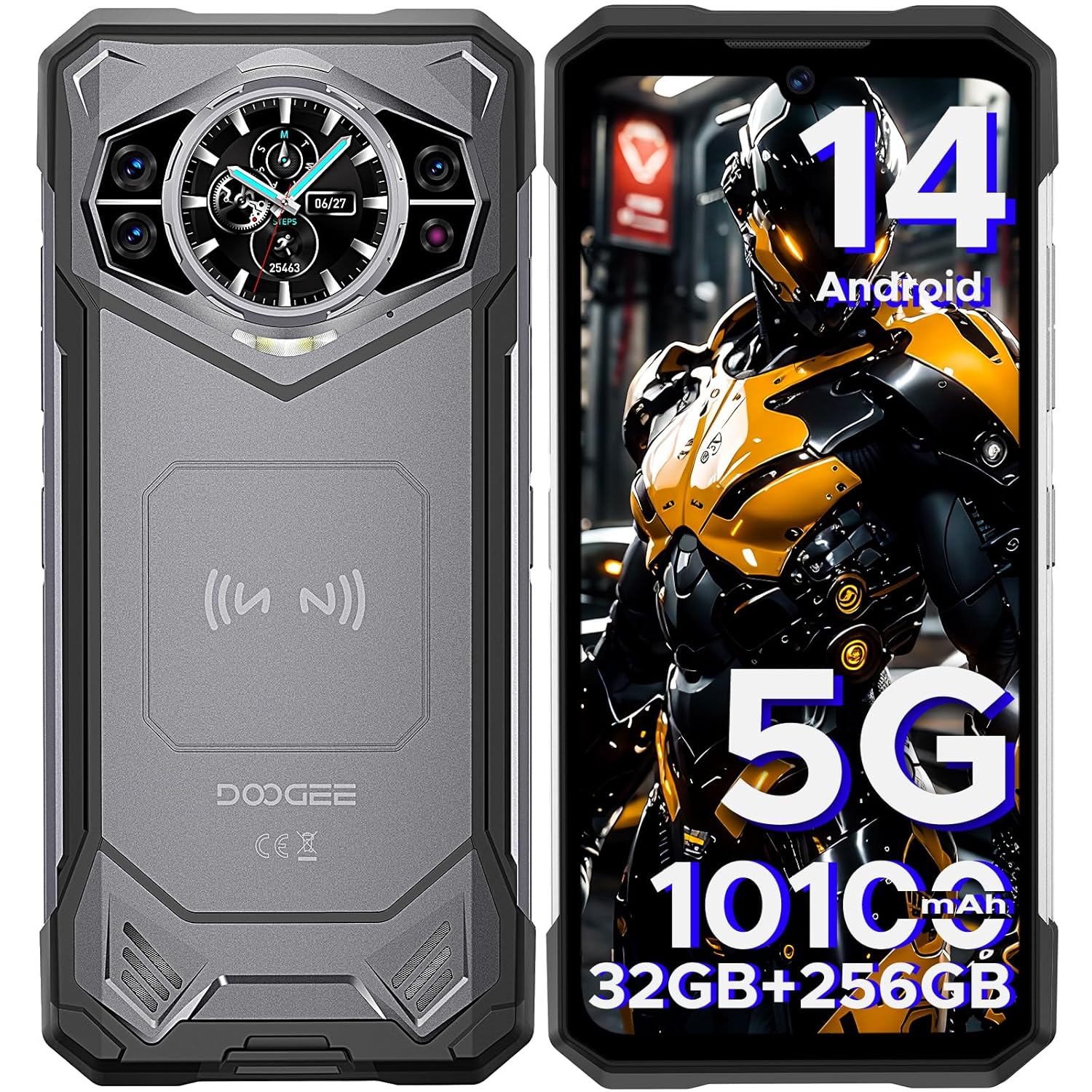 DOOGEE S200 5G Rugged Smartphone with 6.72” FHD+1.32″ Dual Screen,10100mAh/33W Rugged Phone Unlocked,32 GB+256 GB Cell Phone, Android 14,100 MP Camera/Fingerprint ID/Face…