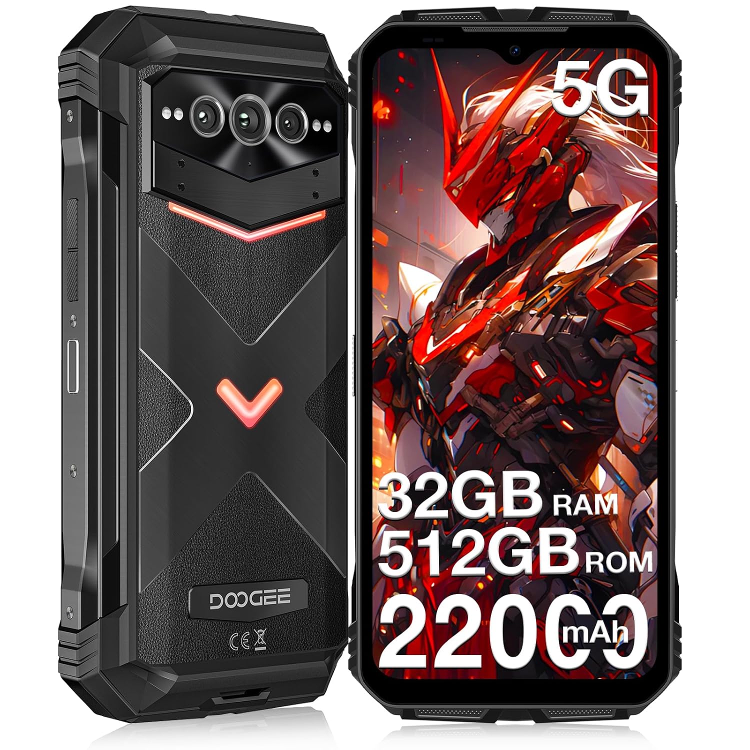 DOOGEE V MAX Pro(2025) 5G Rugged Phone,22000mAh,32GB+512GB/TF 2TB,Android 14 Rugged Smartphone,108MP+20MP Night Vision Phone, 6.58″FHD+ 120Hz IPS Screen, IP68/IP69K…