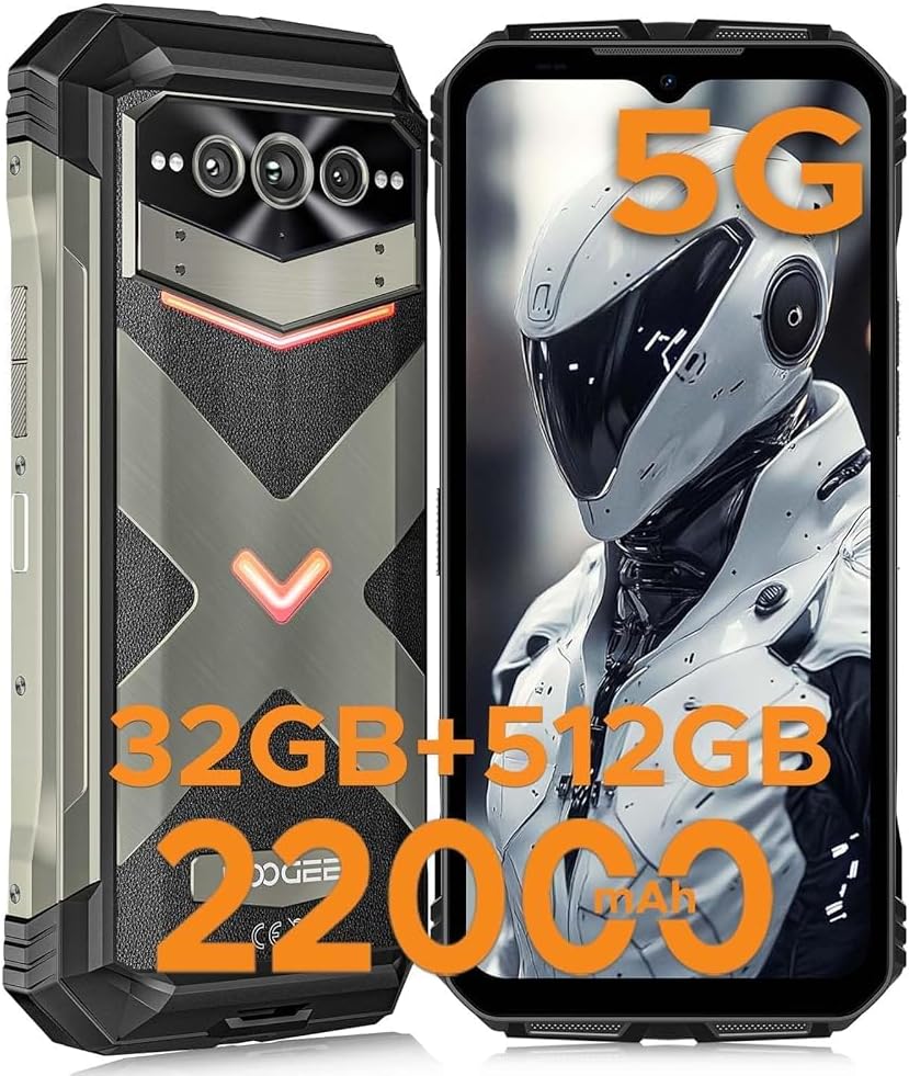 DOOGEE V MAX Pro(2025) 5G Rugged Phone,22000mAh,32GB+512GB/TF 2TB,Android 14 Rugged Smartphone,108MP+20MP Night Vision Phone, 6.58″FHD+ 120Hz IPS Screen, IP68/IP69K…