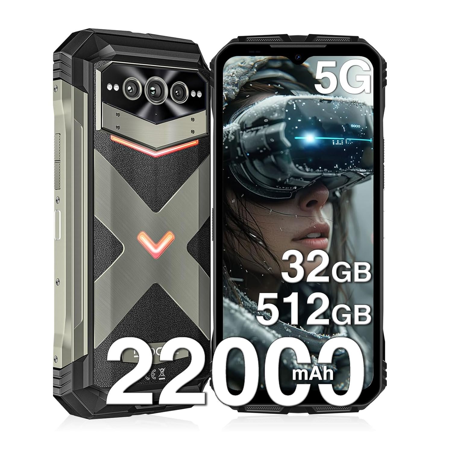DOOGEE V Max Pro 5G Rugged Smartphone,22000mAh 32GB+512GB/TF 2TB Rugged Phone Unlocked Android 14,108MP+20MP Rugged Cell Phone,6.58″ FHD+120Hz IPS Screen,IP68/IP69K Waterproof…