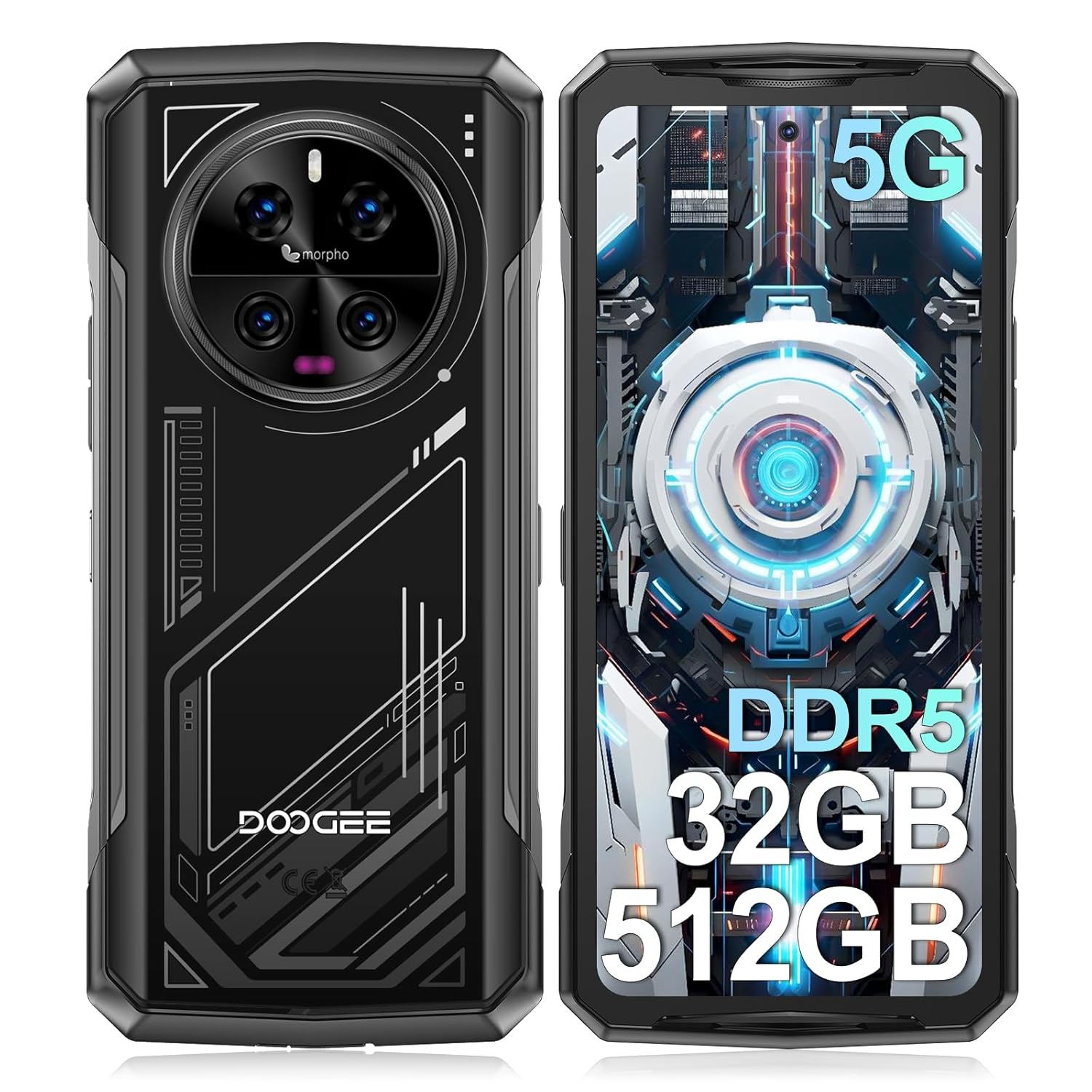 DOOGEE V40 Rugged Smartphone 5G,32GB+512GB/2TB Android 14 Rugged Phone,4nm D7300,6.78″ FHD+120Hz Rugged Unlocked Cell Phone,108MP+20MP Night Vision,8680mAh,3 Card Slots/Dual…