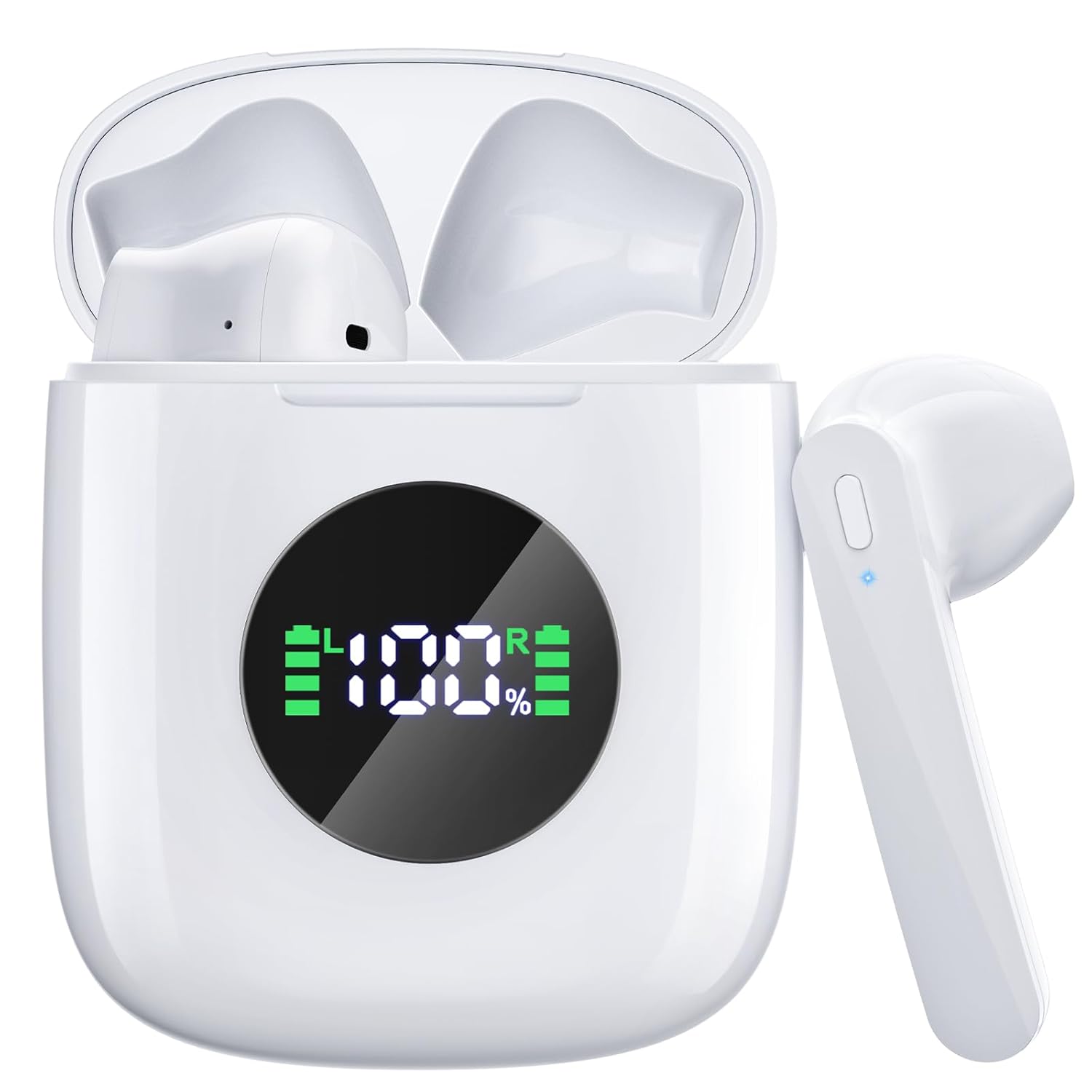 Ear Buds Bluetooth Headphones 50H Playtime Wireless Earbuds with Wireless Charging Case Dual LED Display Bluetooth earbuds Deep Bass Stereo in Ear Headphones for Smartphone…