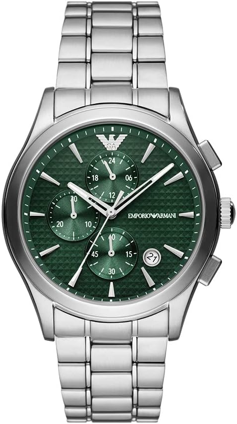 Emporio Armani Men's Stainless Steel Chronograph Dress Watch with Steel or Leather Band