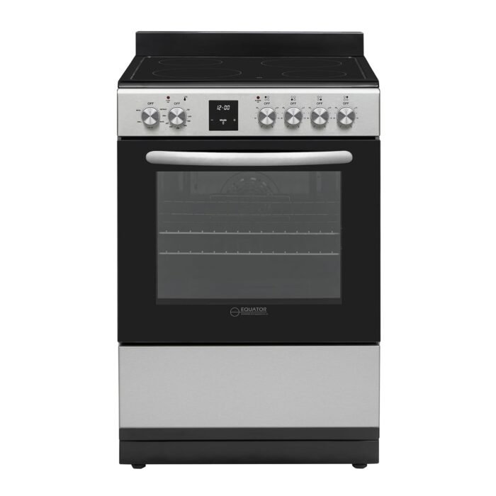 Equator Stainless Steel Electric Stove with Convection Oven, Air Fryer & Ceramic Cooktop 24-Inch, 4 Burners - Kitchen Cooking Range (SS)
