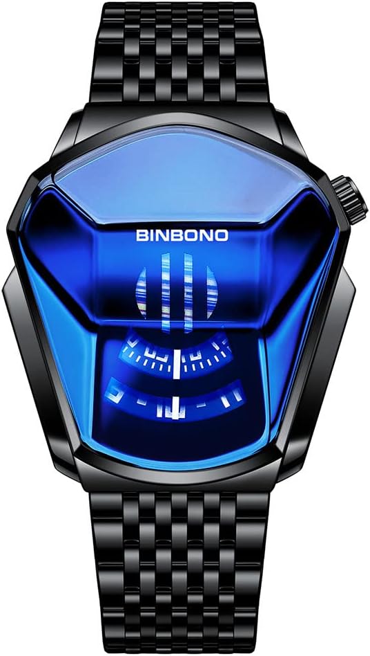 FANMIS Creative Fashion Blue LED Binary Digital Watches Men’s Stainless Steel Silver Waterproof LED Backlight Bracelet Plated Watches