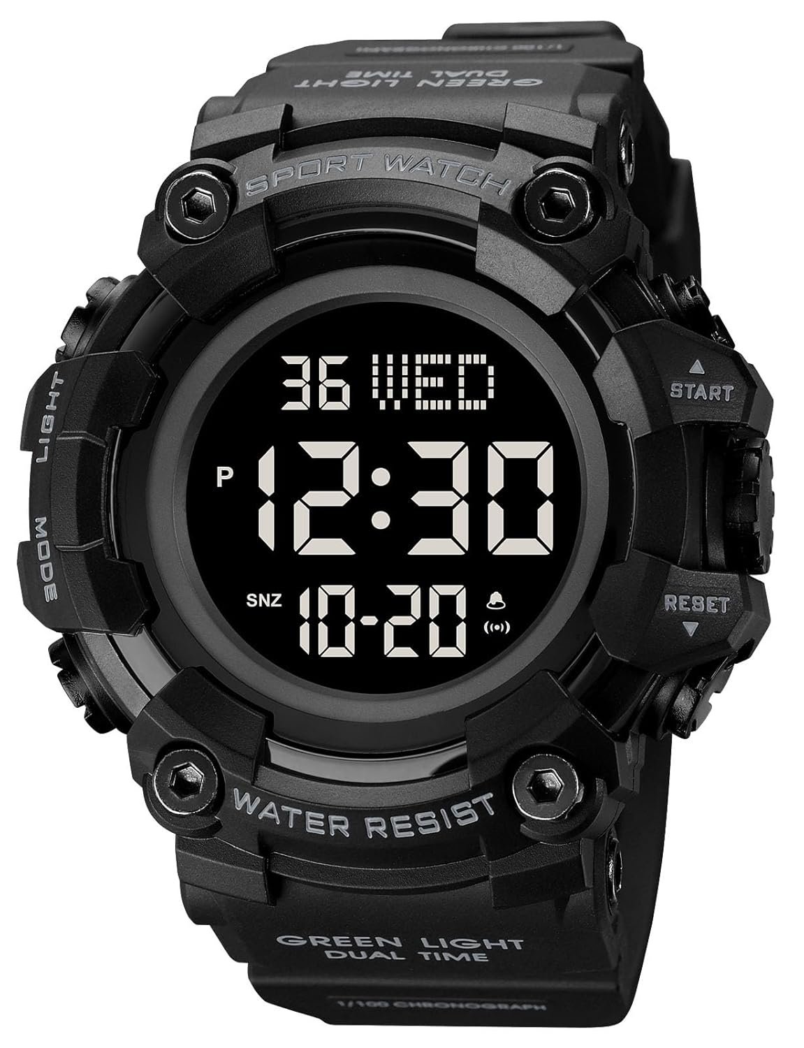 FANMIS Men’s Digital 50M Waterproof Electronic Sport Watch Rubber Band Army Military 24H Time LED Light 164FT Water Resistant Calendar Date Day Watches