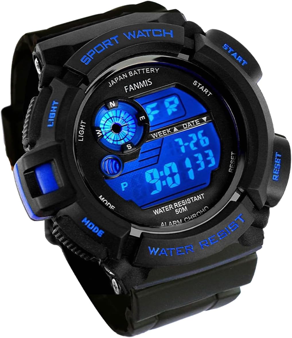 FANMIS Mens Military Multifunction Digital LED Watch Electronic Waterproof Alarm Quartz Sports Watch