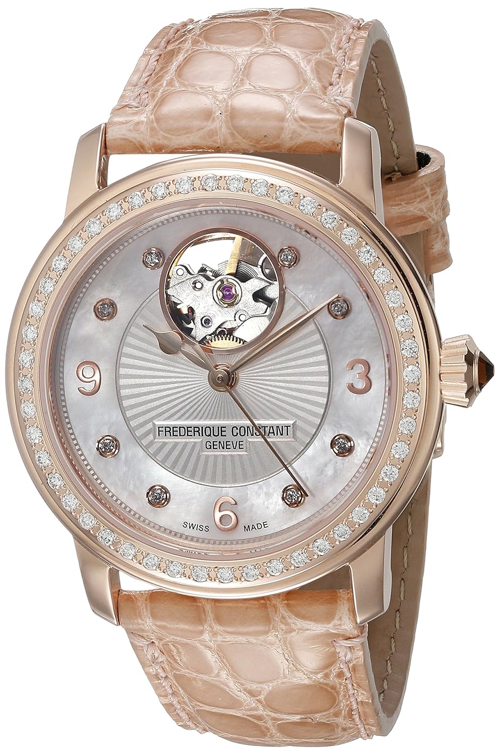 Frederique Constant Women’s FC310HBAD2PD4 Heart Beat Analog Display Swiss Automatic Beige Watch