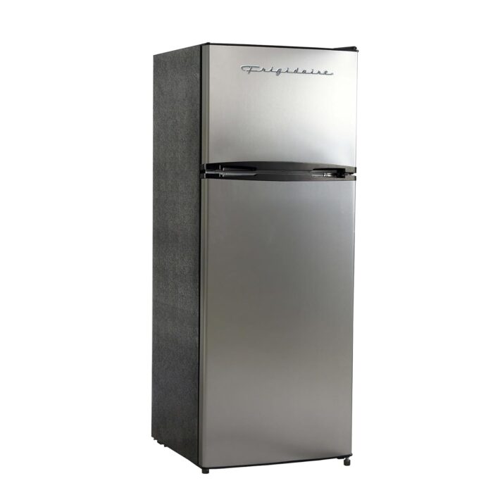 Frigidaire 2 Door Apartment Size Refrigerator with Freezer, 7.5 cu ft, Retro, Silver, Platinum