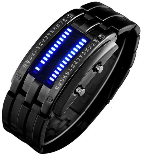 Gosasa Wrist Watches Men's LED Digital Watch Fashion Classic Waterproof Stainless Steel Watches Black
