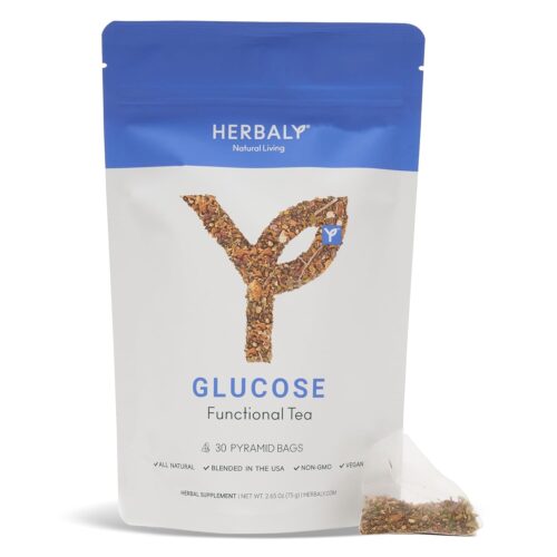 Herbaly Glucose Functional Tea - Vitality & Wellness - Gymnema Sylvestre, Ceylon Cinnamon, Bitter Melon, Dandelion Root, Fenugreek - Daily Teas - Organic Plant-Based Tea Bag...