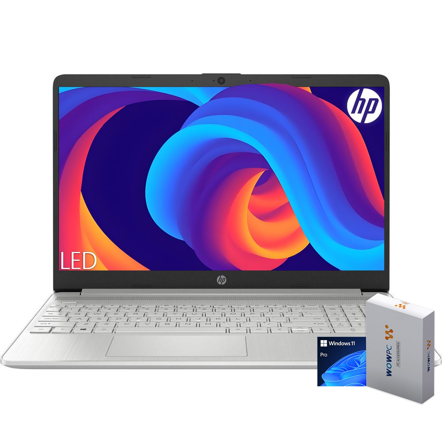 HP 15 Laptop for Home or Work, Intel Celeron N4120 Processor, 15.6″ HD LED Display, 16GB RAM, 256GB SSD, SD Card Reader, HDMI, Webcam, WiFi, Bluetooth, Windows 11 Pro, WOWPC…