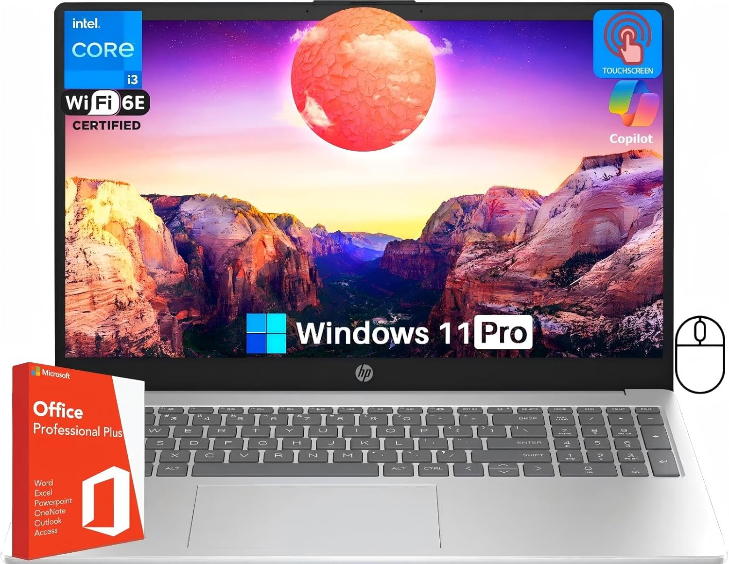 HP 15.6″ Touchscreen Business Laptop Computer – with MS Office Pro Lifetime License, Intel 6-core i3-1215U, 16 GB RAM, 512 GB SSD, UHD Graphics, Long Battery Life, Wi-Fi 6E,…