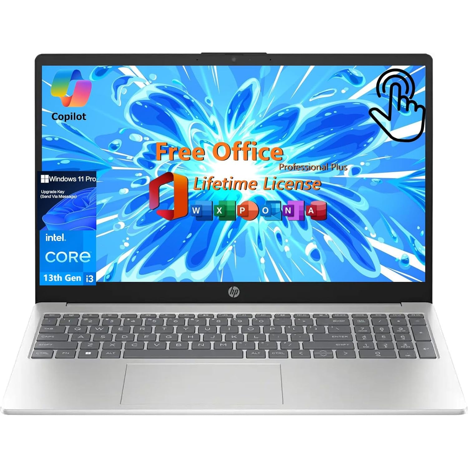 HP 2025 New Touchscreen Laptop Computer, Intel 13th Core i3-1315U(Up to 4.5GHz), 15.6″ HD Touch Display, 32GB RAM, 1TB SSD, Wi-Fi 6E, Business & Student, Copilot, Office…