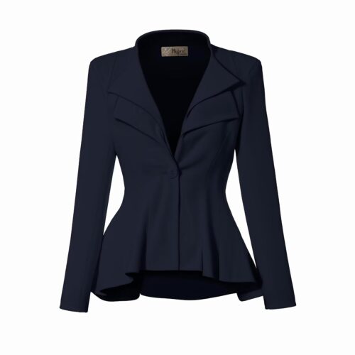 Hybrid & Company Women's Casual Work Office Dressy Double Lapel Single Button Peplum Comfortable Blazer