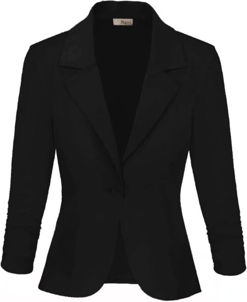 Hybrid & Company Women's Lightweight Casual Work Office Stretch Ponte Cardigan Blazer Jacket Made in USA