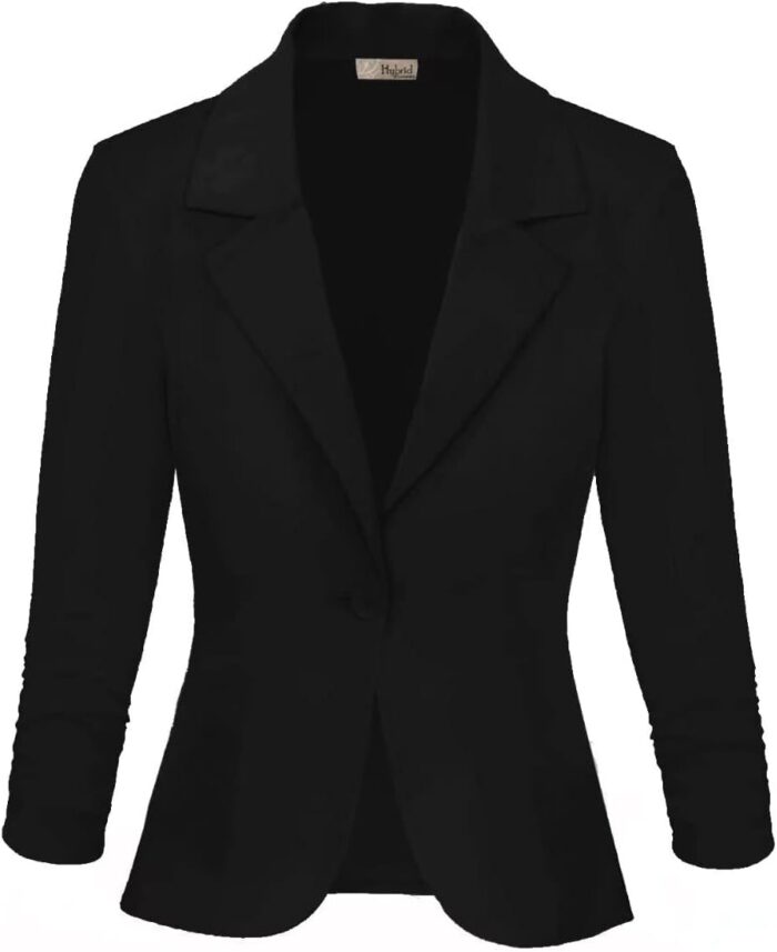 Hybrid & Company Women's Lightweight Casual Work Office Stretch Ponte Cardigan Blazer Jacket Made in USA