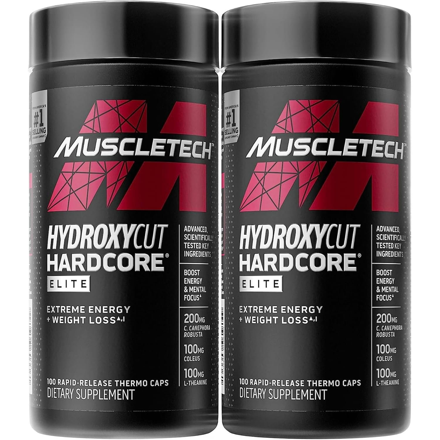 Hydroxycut Hardcore Elite – 100 Rapid-Release Thermo Caps – Energy & Focus – for Men & Women – 50 Servings