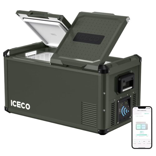 ICECO VL75 ProD 12V Refrigerator, Portable Freezer Fridge with AC/DC, 75L Dual Zone Car Fridge Powered by SECOP, 0℉ to 50℉, Electric Cooler for Car, Camping and Home Use [Olive...
