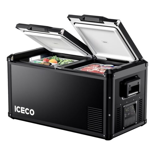 ICECO VL75 ProD Portable Refrigerator, Multi-directional Lid, Dual USB & DC 12/24V, AC 110-240V, 75L Dual Zone Steel Compact Refrigerator Powered by SECOP, 0℉ to 50℉, Home & Car...