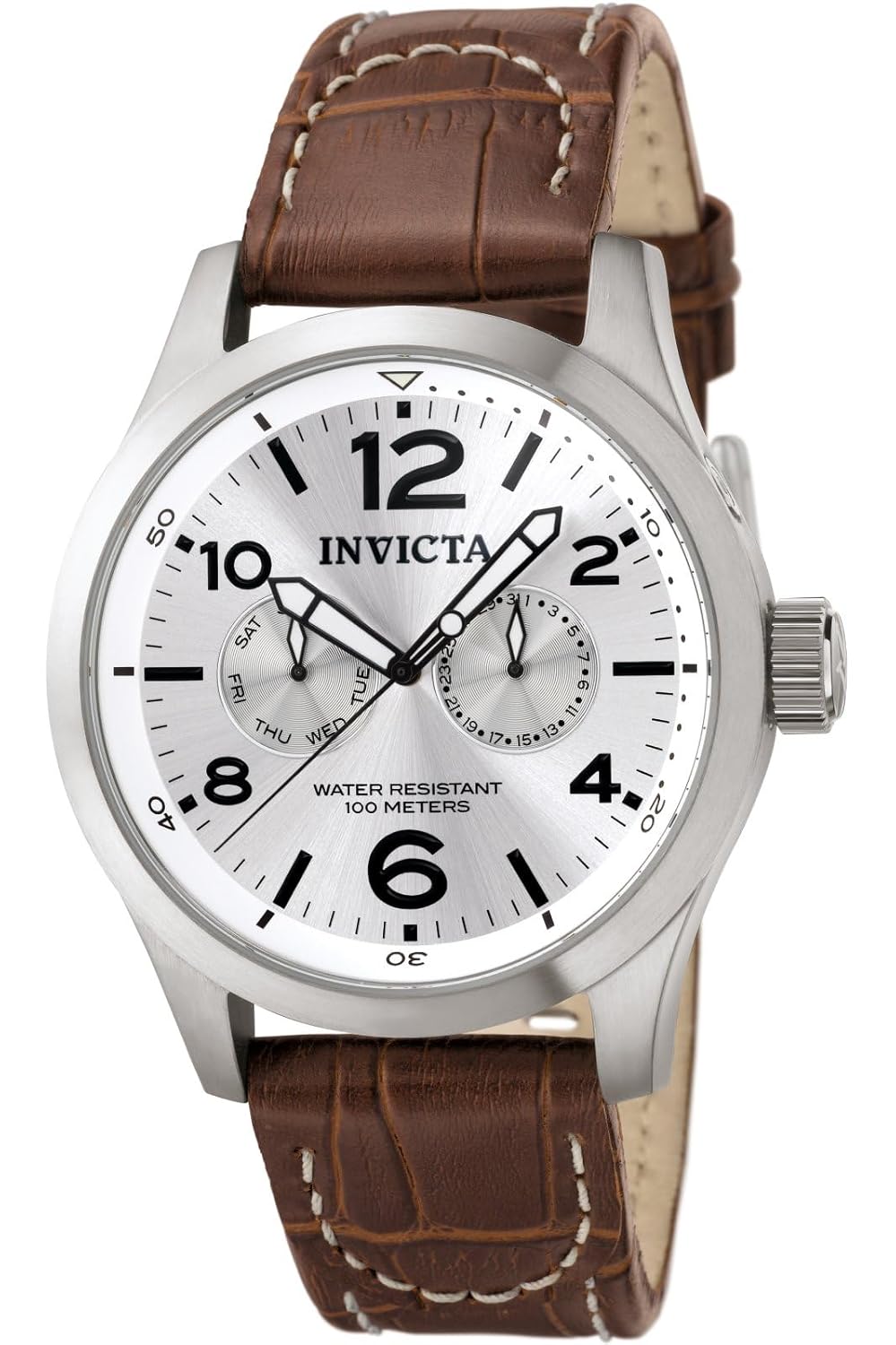 Invicta Men’s 0765 I-Force Silver Dial Brown Leather Watch