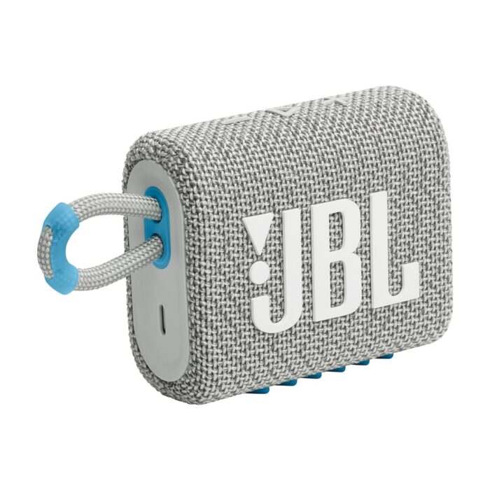 JBL Go 3 Eco - Portable Mini Bluetooth Speaker, big audio and punchy bass, IP67 waterproof and dustproof, 5 hours of playtime, Made in part with recycled materials (Eco White)