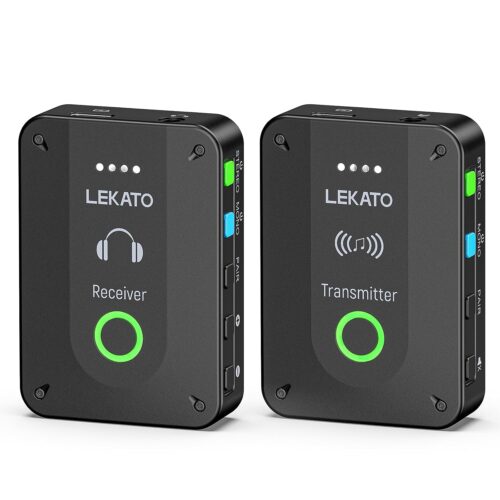 LEKATO Wireless in Ear Monitor System MS-2, Upgraded 2.4G Stereo IEM System Low Latency with Transmitter Beltpack Receiver Auto-Pairing,One to More, in-Ear Monitoring for...