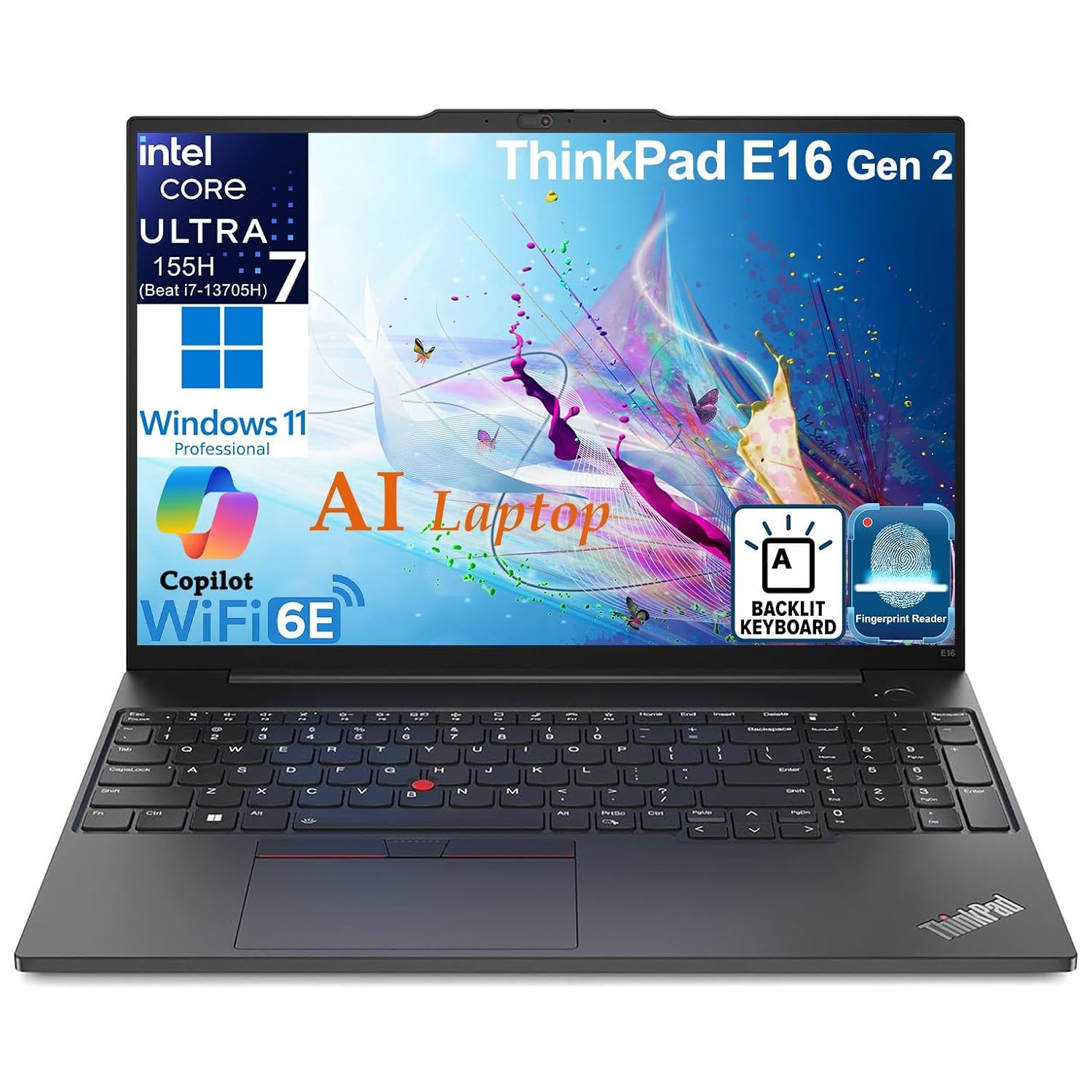 Lenovo ThinkPad E16 G2 Business Laptop Computer, Intel 16-Core Ultra 7 155H (Beat i7-13705H), 64GB DDR5 RAM, 2TB PCIe SSD, 16″ FHD+, WiFi 6E, Backlit Keyboard, Fingerprint…