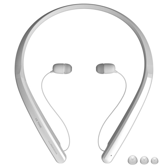 LG Tone Flex Wireless Bluetooth Stereo Neckband Earbuds HBS-XL7-32-Bit Hi-Fi DAC, Meridian Audio, White