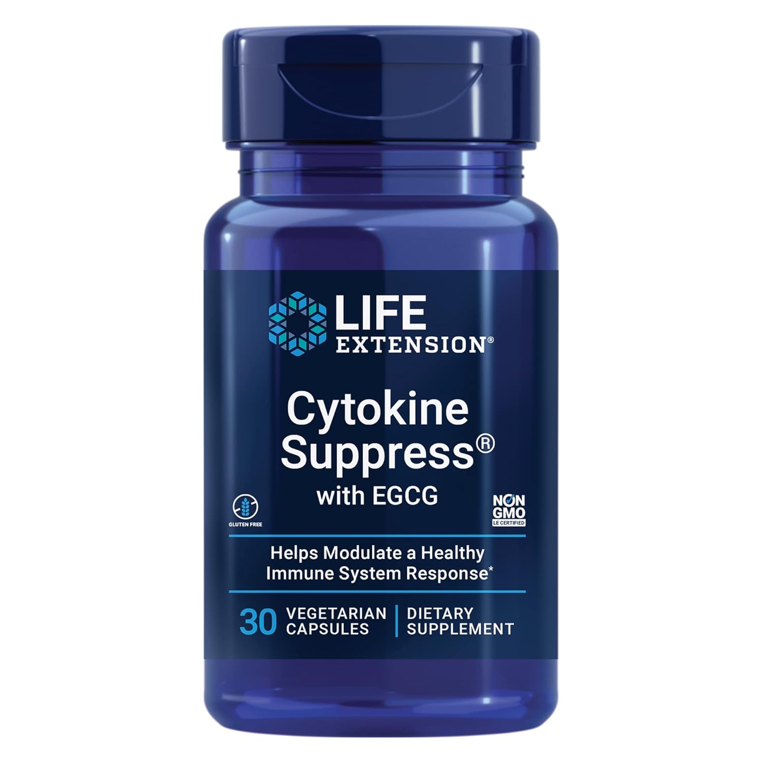 Life Extension Cytokine Suppress with EGCG – Inflammation Management Supplement – For Immune System Response – Non-GMO, Gluten-Free – 30 Vegetarian Capsules