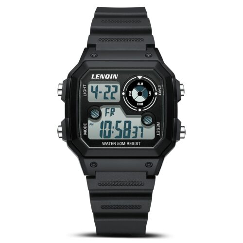 LN LENQIN Mens Watches Digital Sports Watch Ultra-Thin Military Waterproof Wrist Watch for Men Stopwatch with LED Backlight/Alarm/Timer/Date