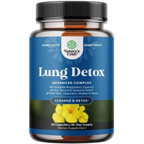 Lung Detox Mullein Leaf Capsules - Purifying Mullein Lung Cleanse Complex with NAC Quercetin & Cordyceps Extracts - Leaf Herb Respiratory Supplement for Sinus Immunity &...