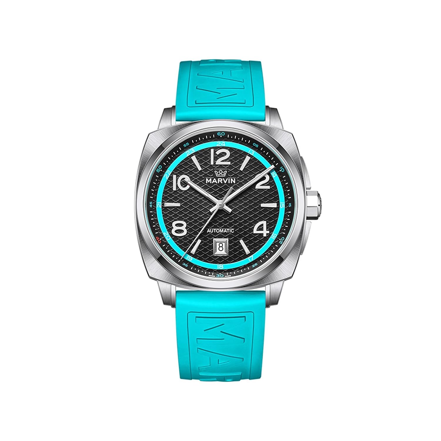 marvin Swiss Mens Watches Automatic Mechanical Watch for Men with Rubber Strap,50M Waterproof,42MM Sapphire Glass Black Dial Luxury Men’s Wrist Watches