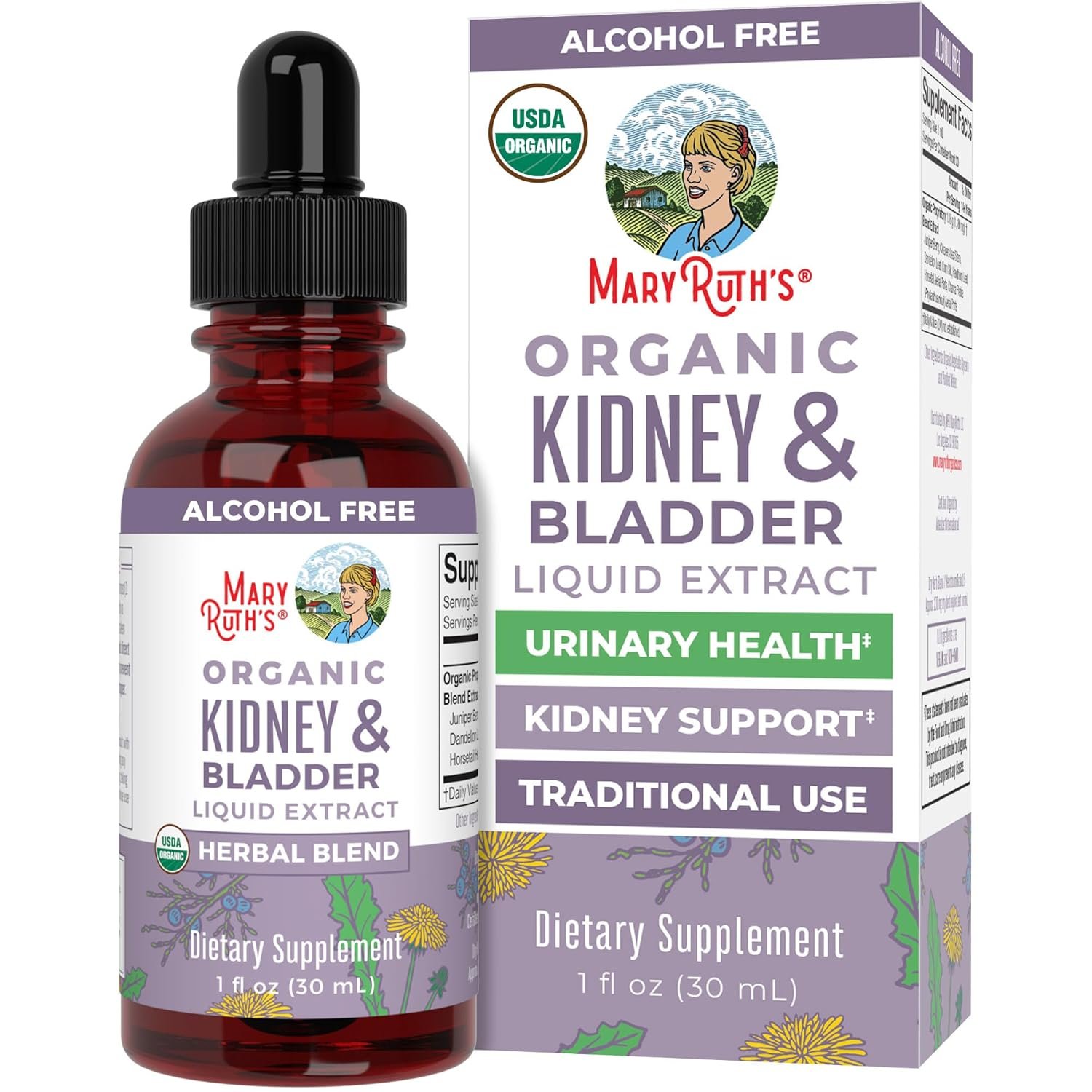 MaryRuth Organics Herbal Supplement Drops | Support Renal & Urinary Systems | Juniper Berry | Cleavers | Dandelion | Hawthorn | Horsetail & Chanca Piedra | Vegan | Non-GMO | 1…