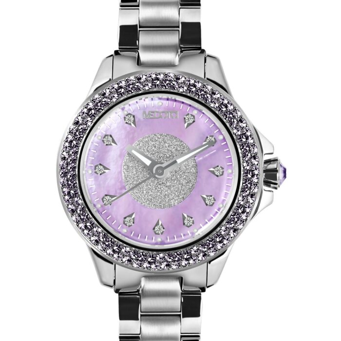 MEDOTA Farfalla.D Women's Studded Automatic Water Resistant Analog Quartz Watch - Purple