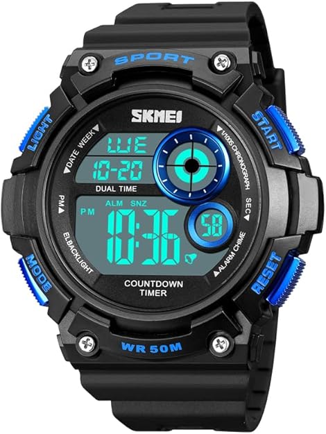 Men Sport Digital Watch 7 Colors LED Light Outdoor Military Watches Chronograph Alarm Clock Wristwatch