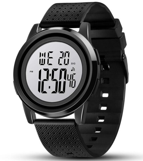 Mens Digital Watch Ultra-Thin Sports Waterproof Simple Watch Stainless Steel Wrist Watch for Men Women
