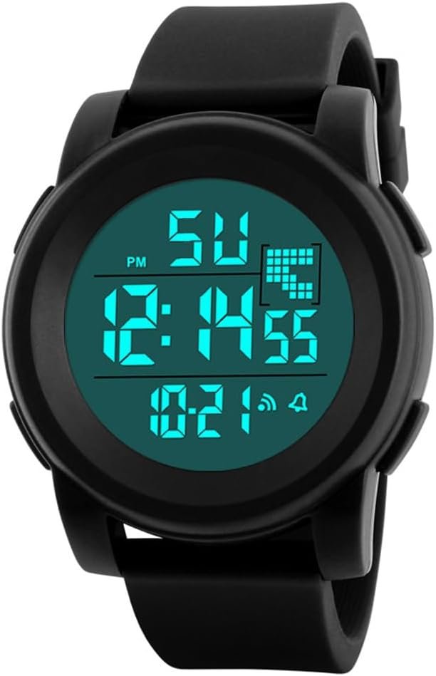 Men’s Simple Digital Military Watches Large Face Sport Electronic LED Double Time Waterproof Wrist Watches for Men with Stopwatch Alarm LED Backlight