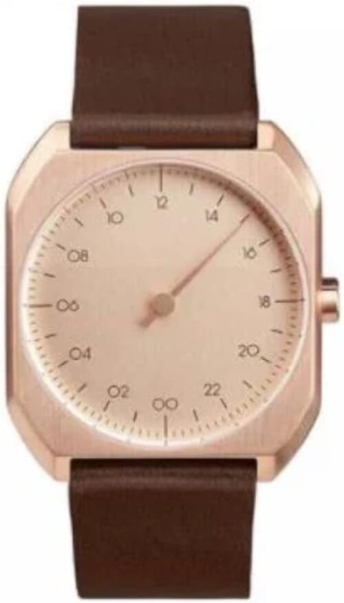 Mo 10 - Dark Brown Leather Rose Gold Case Rose Gold Dial Unisex Quartz Watch with Rose Gold Dial Analogue Display and Dark Brown Leather Strap, Rose Gold/Dark Brown, Strap