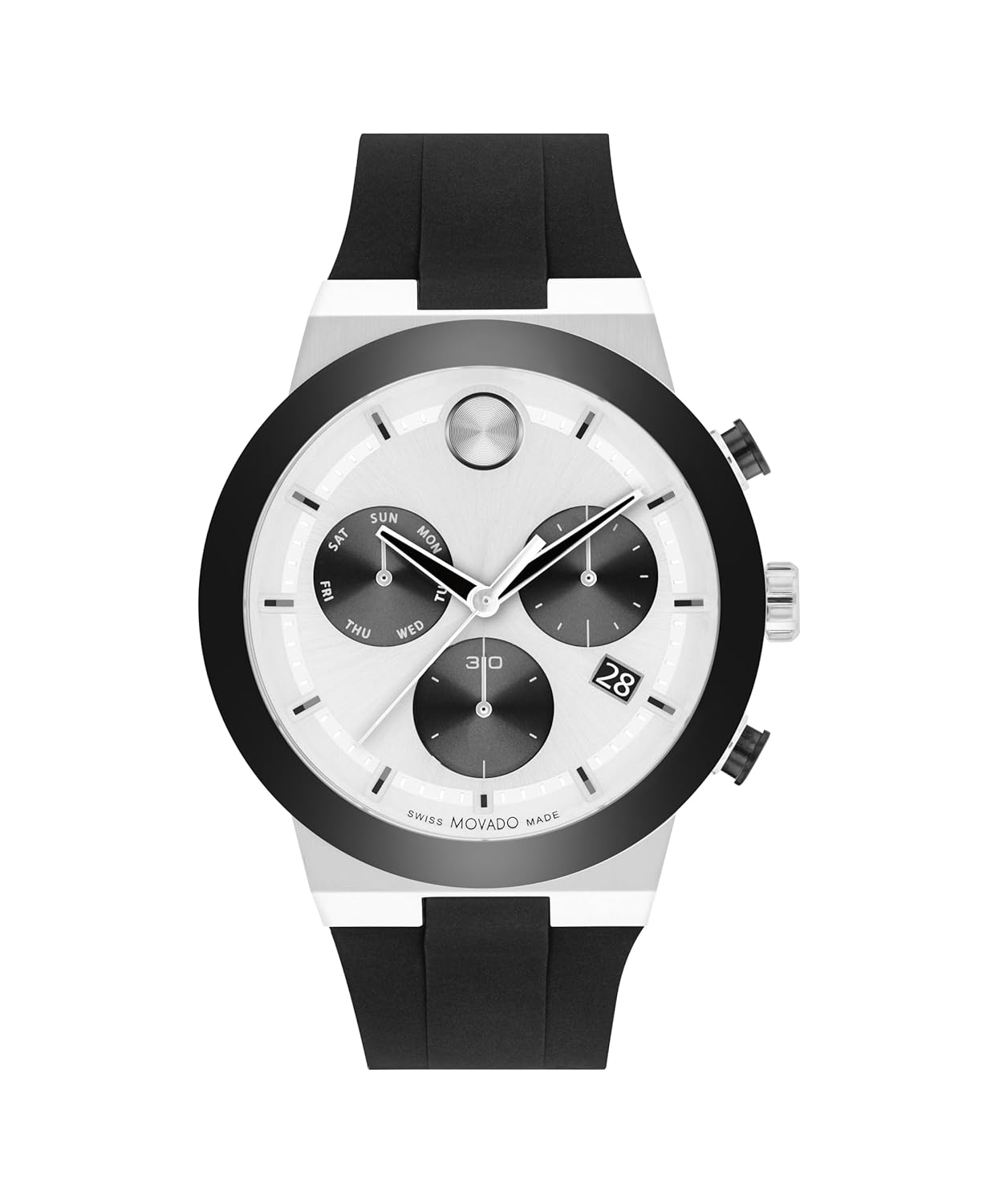 Movado Bold Fusion Men’s Watch – Swiss Quartz Chronograph Movement, Silicone Strap – 5 ATM Water Resistance – Luxury Fashion Timepiece for Him – 44.50mm