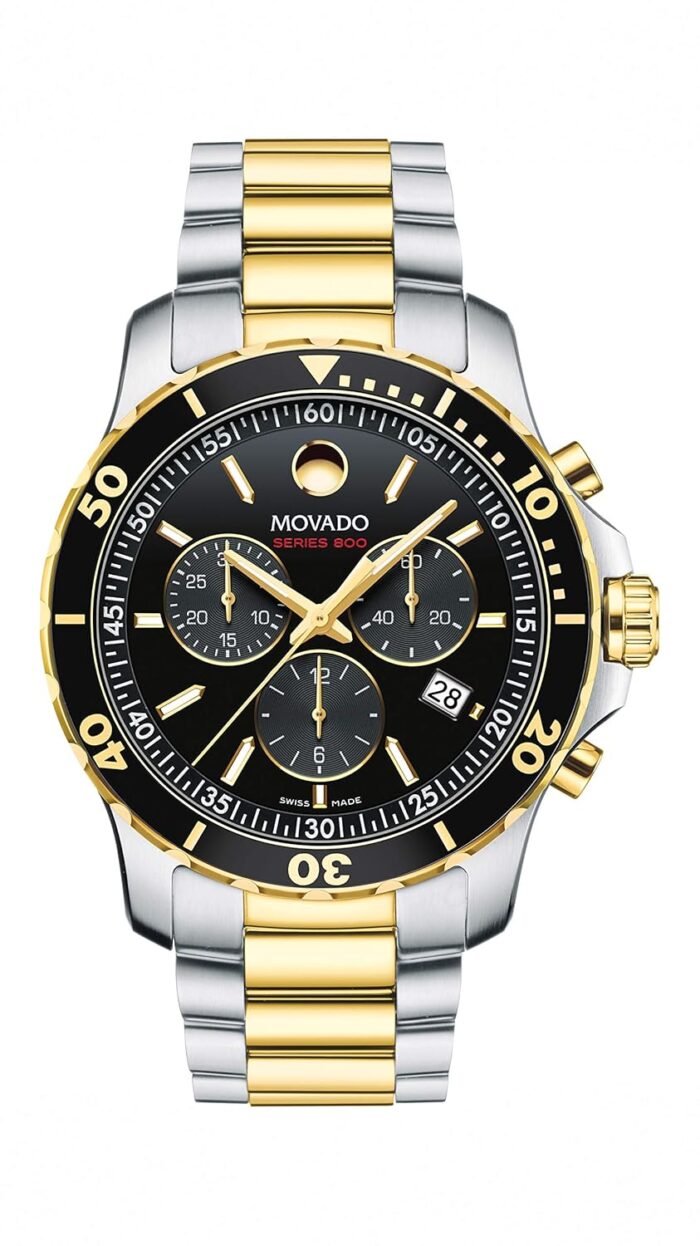 Movado Series 800 Men's Watch - Swiss Quartz Chronograph Movement, Stainless Steel Link Bracelet - 20 ATM Water Resistance - Luxury Fashion Timepiece for Him - 42mm