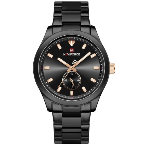 NAVIFORCE Fashion Business Mens Watches,with 24 Hour Display Stainless Steel Waterproof Quartz Watch,Gift Watch for Men