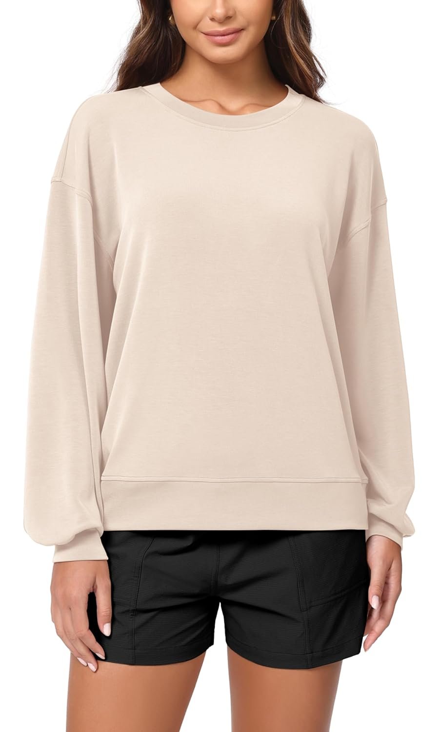 ODODOS Modal Soft Oversized Sweatshirts for Women Crew Neck Long Sleeve Relaxed Pullover Tops