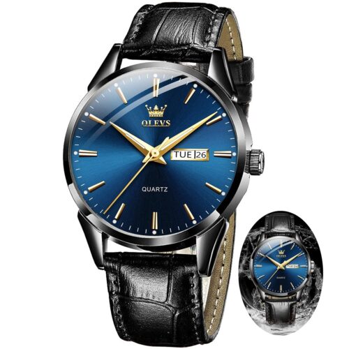 OLEVS Amazon Watches,Brown Leather Watch for Men,Men Day Date Watch,Men's Luminous Watch,Dress Watch for Men,Rose Gold Watch for Men,Men's Fashion Quartz Watch,Waterproof Brown...