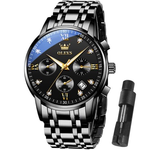 OLEVS Men Multifunction Watch, Multi Dial Waterproof Luminous Chronograph Men's Watch with Date Gift for Men,Stainless Steel Watches for Men,Classic Men Wrist Watch
