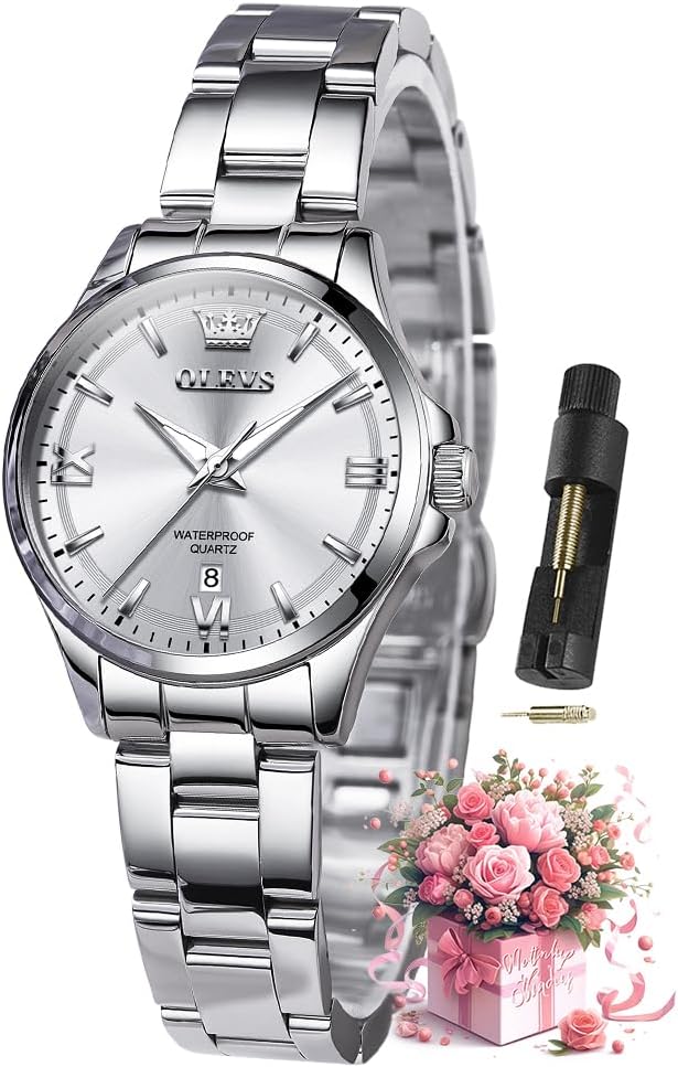 OLEVS Watches for Women Luxury Elegant Stainless Steel Waterproof Luminous Diamond Women’s Fashion Watch Ladies Watches for Small Wrists