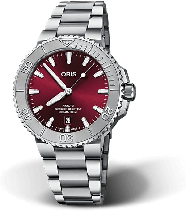 Oris Diving Analog Red Dial Men’s Watch-01 733 7766 4158-07 8 22 05PEB, Red, strap, Red, strap