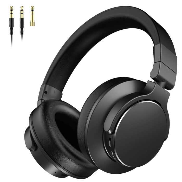 Over Ear Bluetooth Headphones, Studio Monitor & Mixing DJ Headphones Wireless with 50mm Drivers and 1/4 to 3.5mm Wired Audio Jack for Guitar AMP Recording Podcast Piano, 100H...